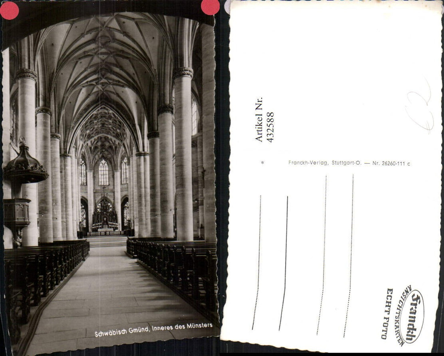 432588,Schwäbisch Gmünd Münster Kirche Innenansicht Kanzel