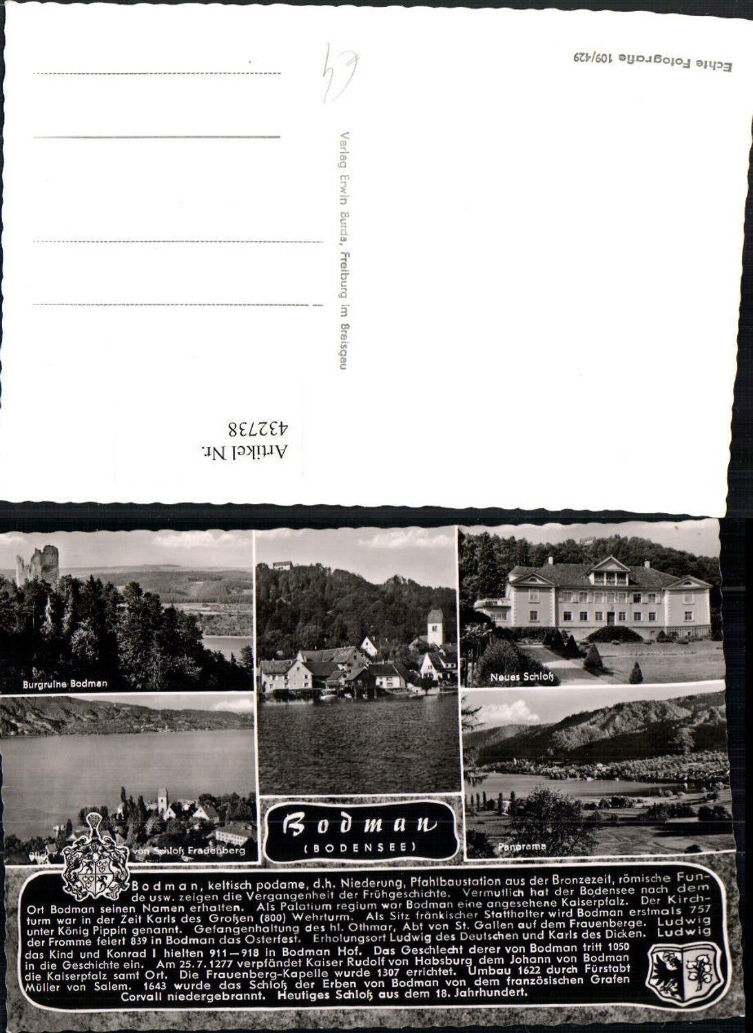 432738,Bodman am Bodensee Totale Schloss Ruine Mehrbildkarte Text
