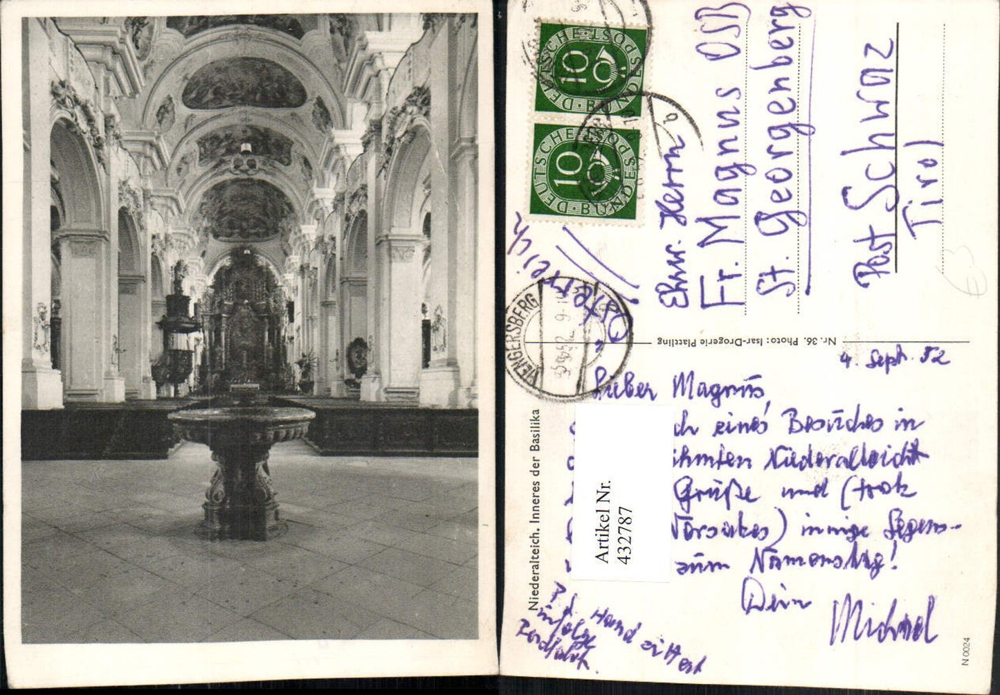 432787,Niederalteich Basilika Kirche Innenansicht