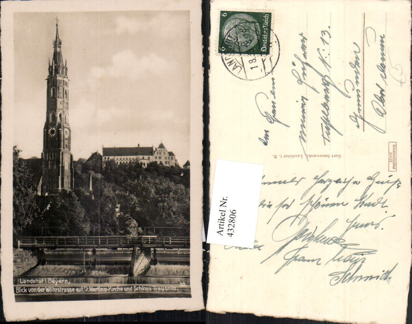 432806,Landshut Blick von d. Wörstraße auf St. Martins-Kirche u. Schloss Trausnitz