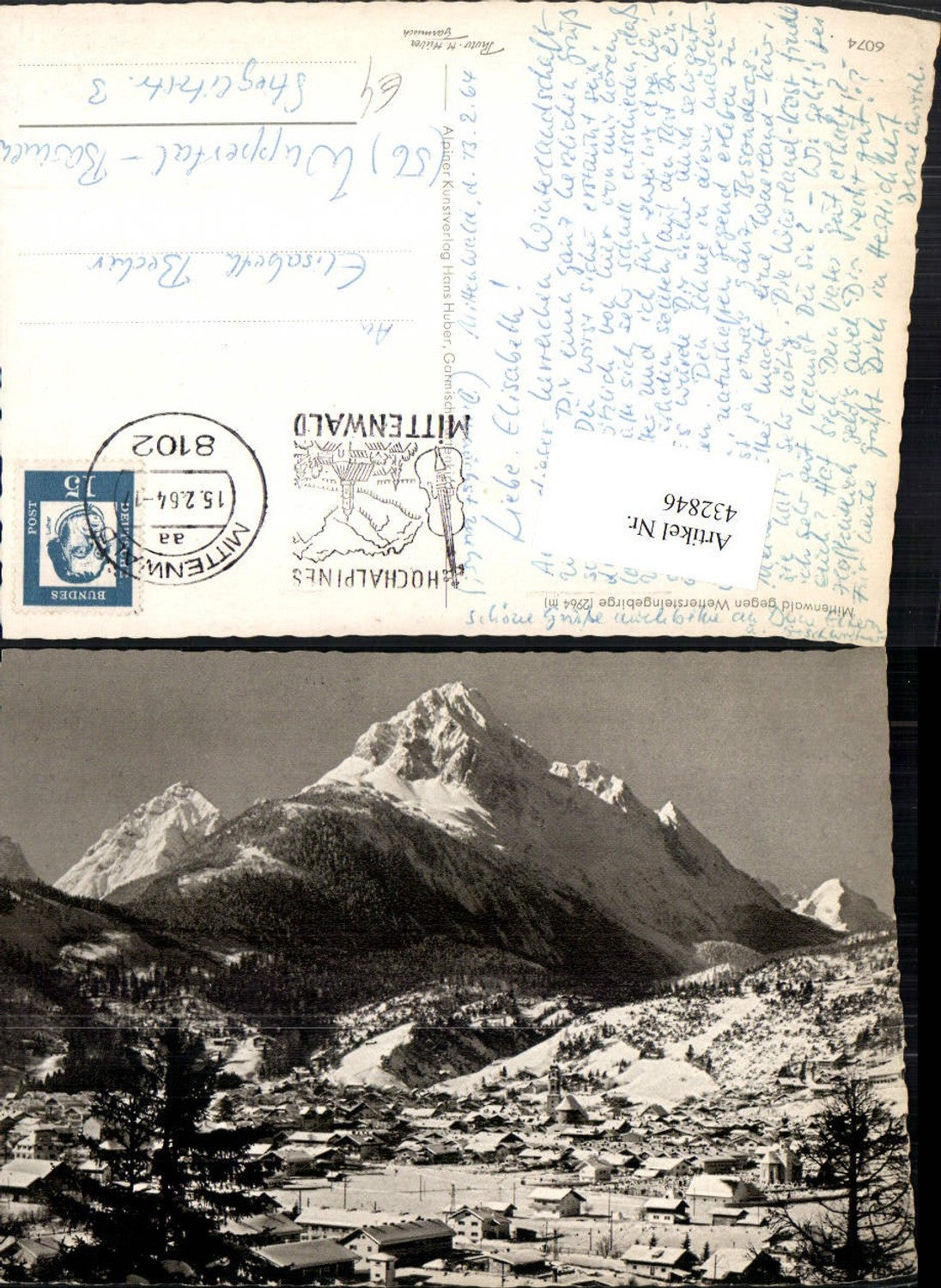 432846,Mittenwald Totale geg. Wettersteingebirge Bergkulisse Winterbild