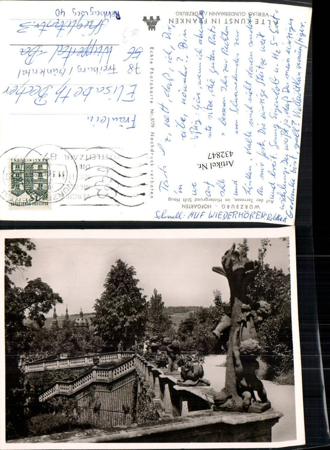 432847,Würzburg Hofgarten Terrasse m. Stift Haug