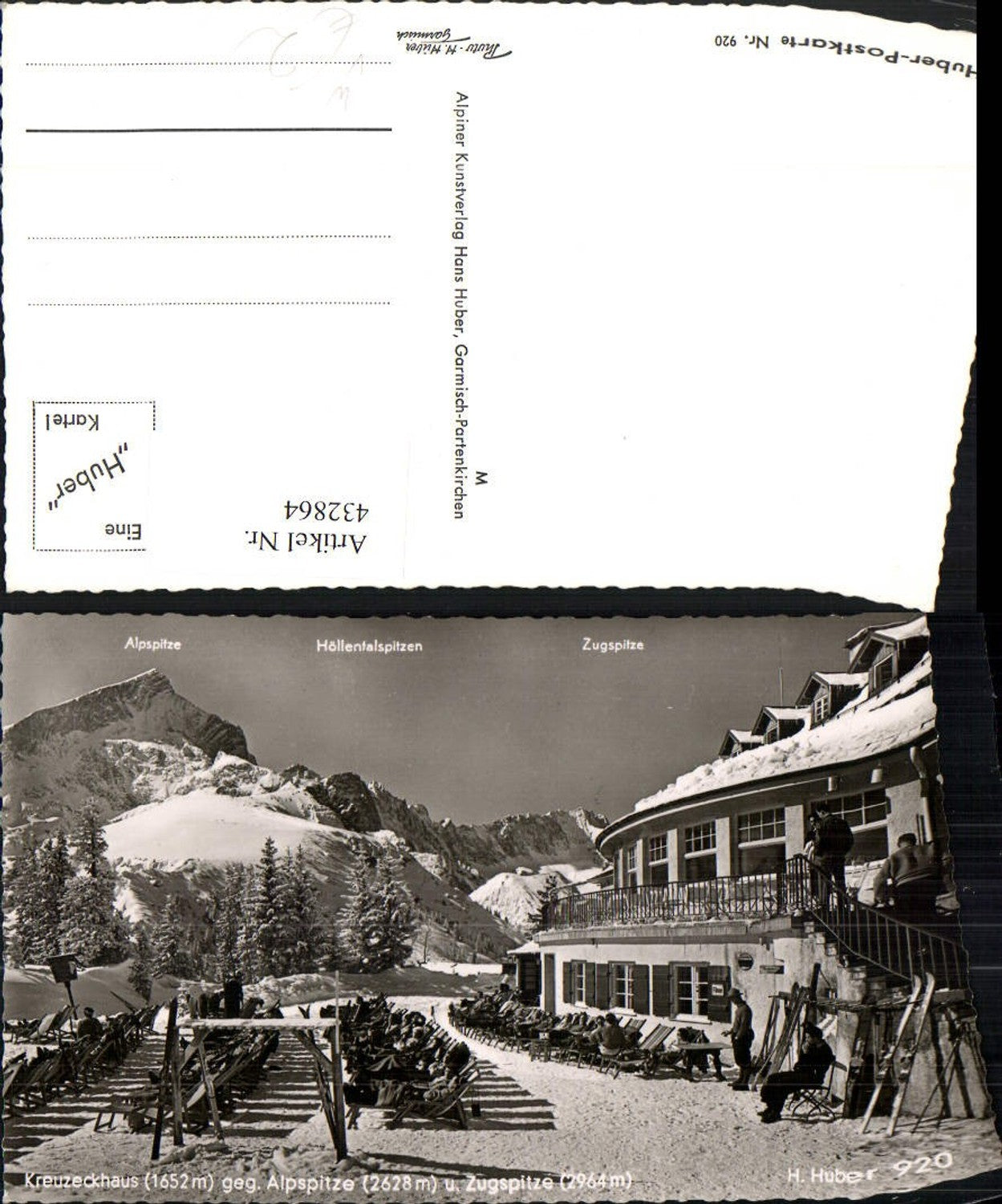 432864,Kreuzeckhaus b. Garmisch Terasse m. Alpspitze Bergkulisse pub H. Huber 920