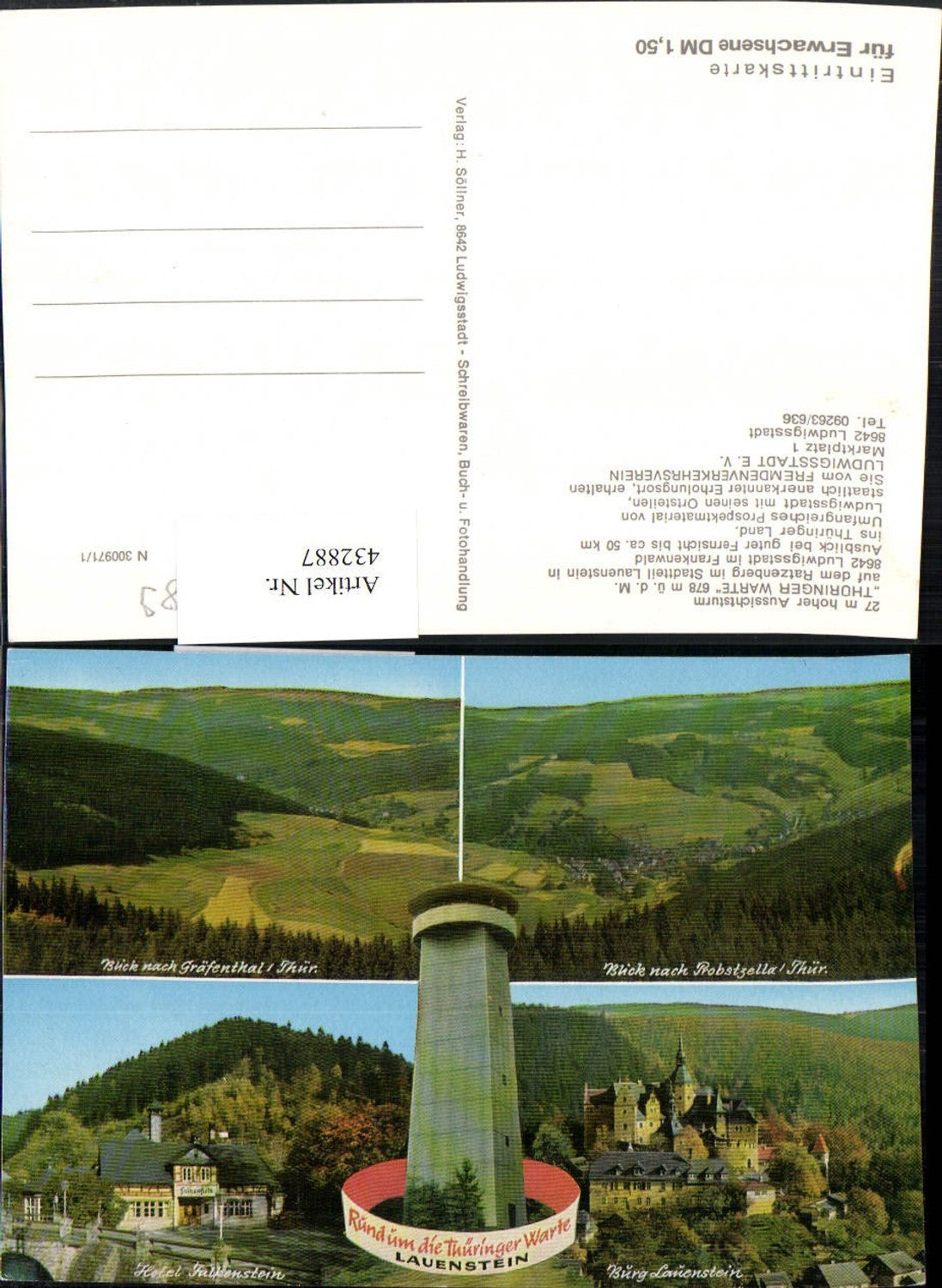 432887,Lauenstein Thüringer Warte b. Ludwigsstadt Burg Hotel Mehrbildkarte