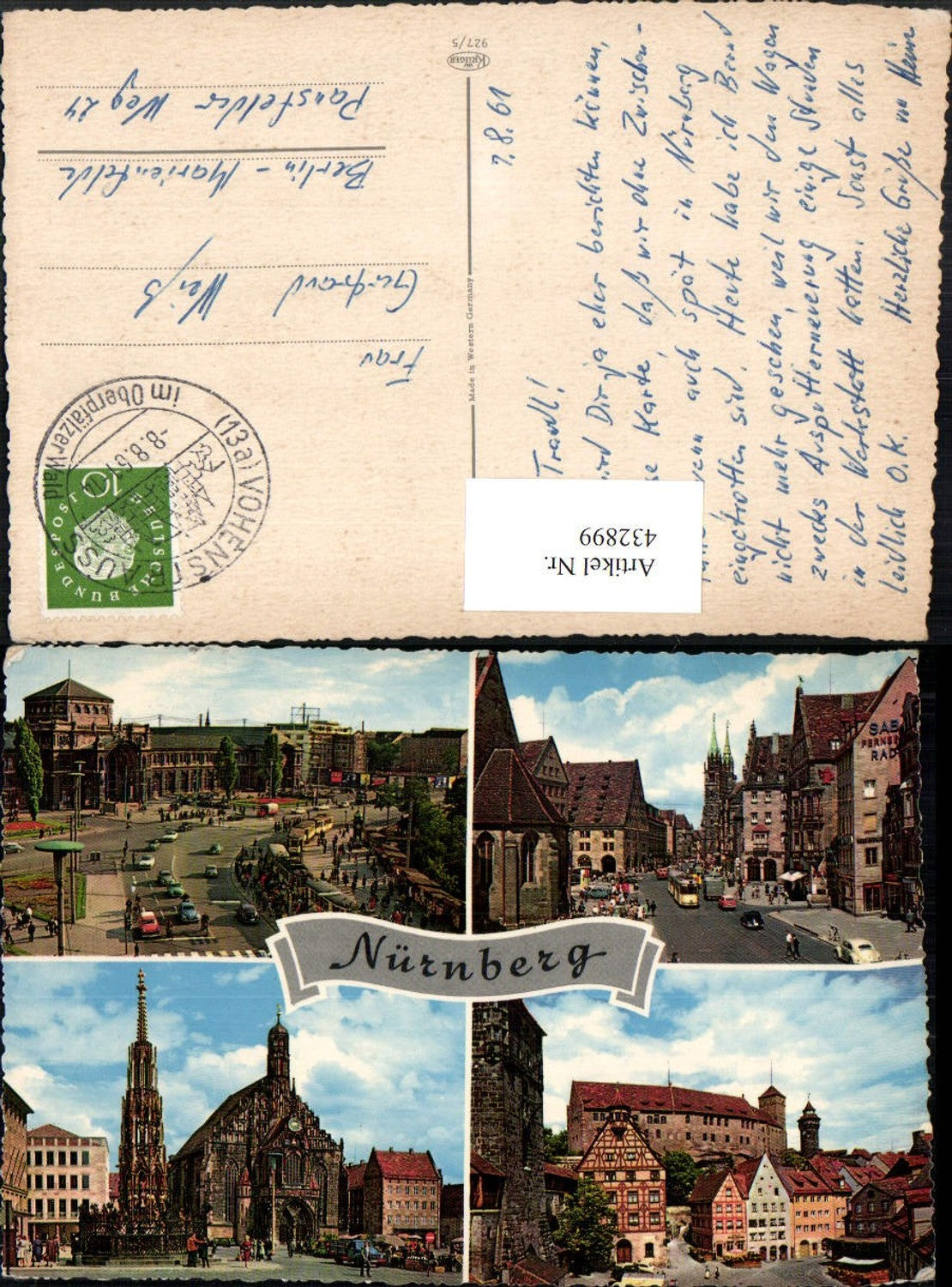 432899,Nürnberg Bahnhof Kirche Brunnen Burg Straßenansicht Mehrbildkarte