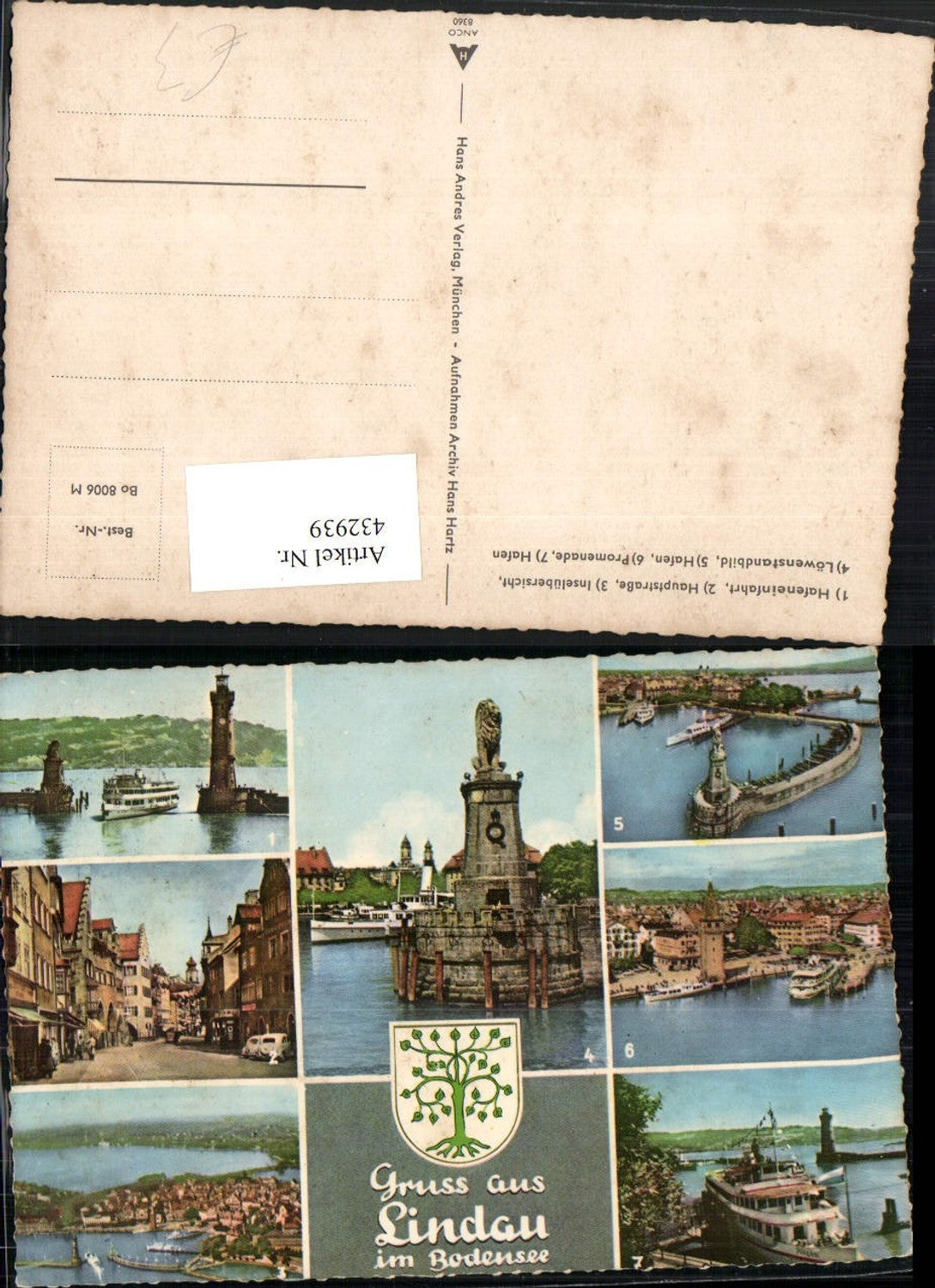 432939,Lindau im Bodensee Totale Leuchtturm Hafen Denkmal Mehrbildkarte