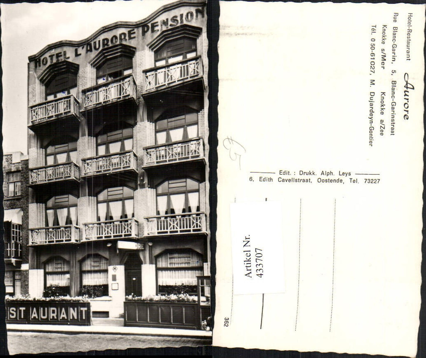 433707,Belgium Knokke sur Mer Hotel Restaurant Aurore
