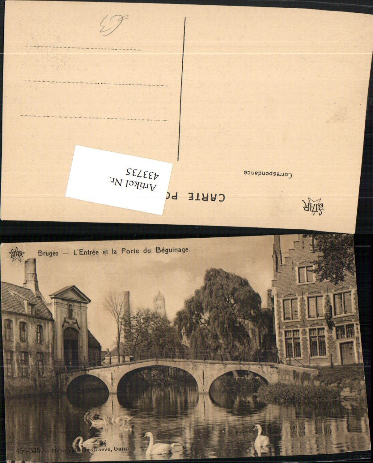 433735, Belgium Bruges Bruges L'Enttree et la Porte du Beguinage Bridge Swans
