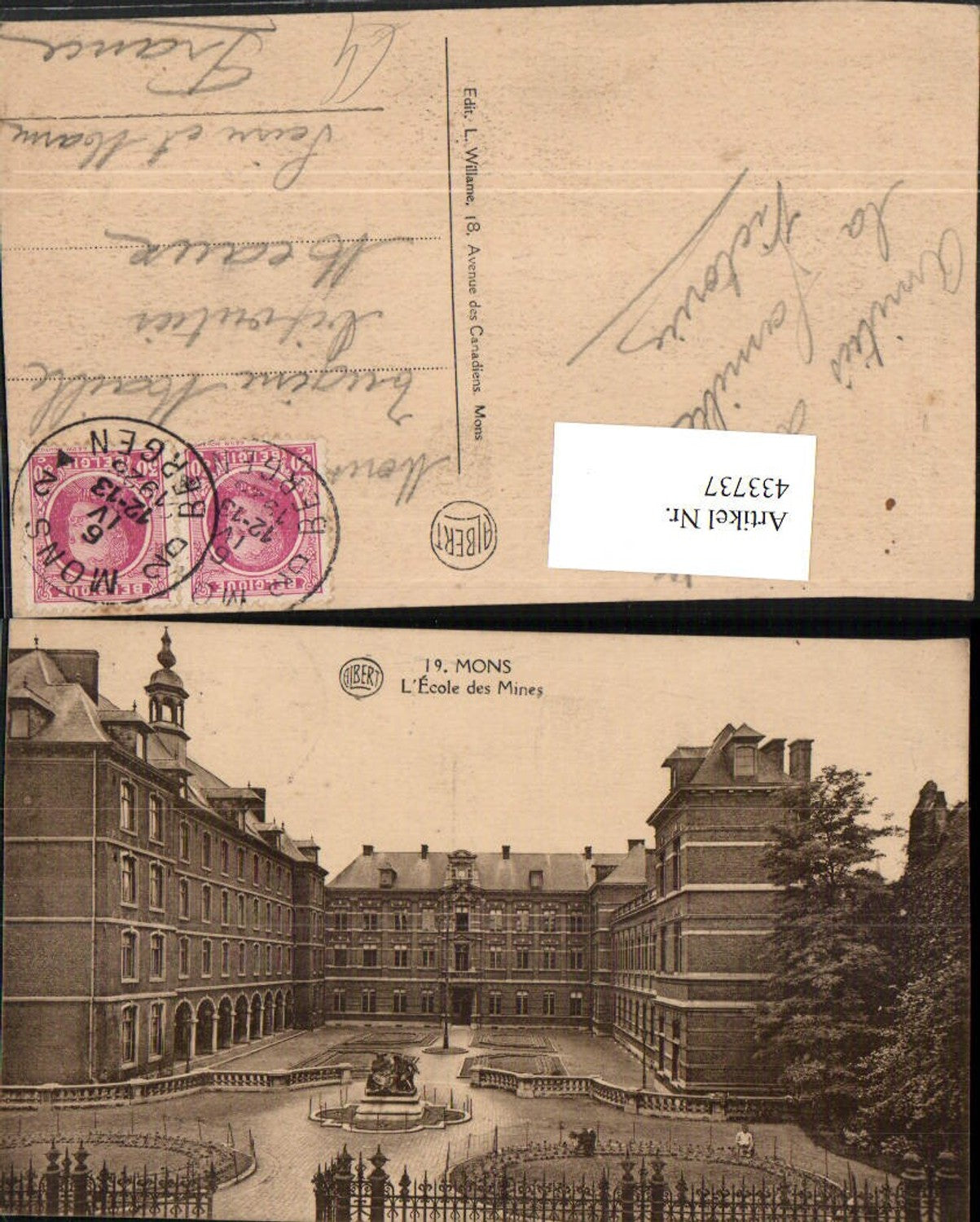 433737,Belgium Mons L'Ecole des Mines Schule Gebäude