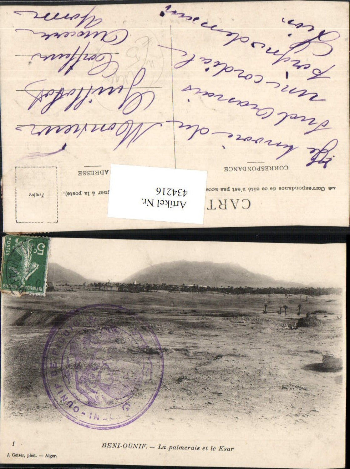 434216,Algeria Alger Beni-Ounif La palmerie et le Ksar Landschaft