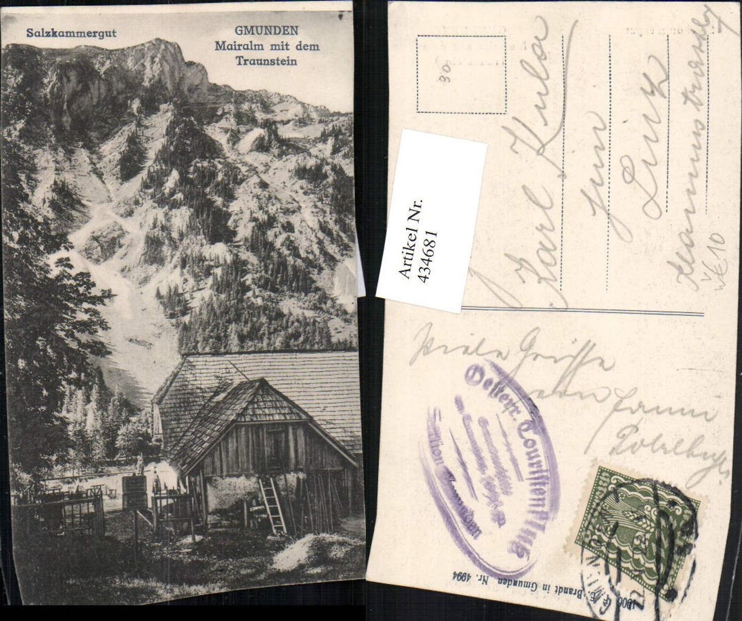 434681,Gmunden Mairalm m. Traunstein pub F. E. Brandt 4994