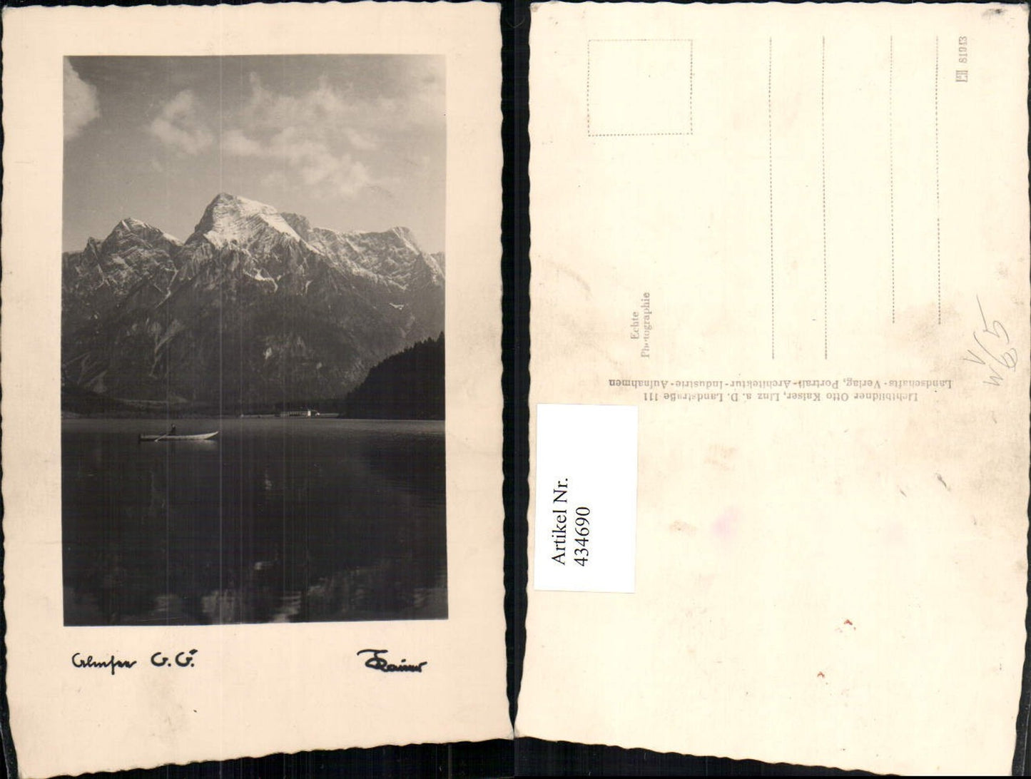 434690,Almsee See b. Grünau Bergkulisse Ruderboot pub Otto Kaiser