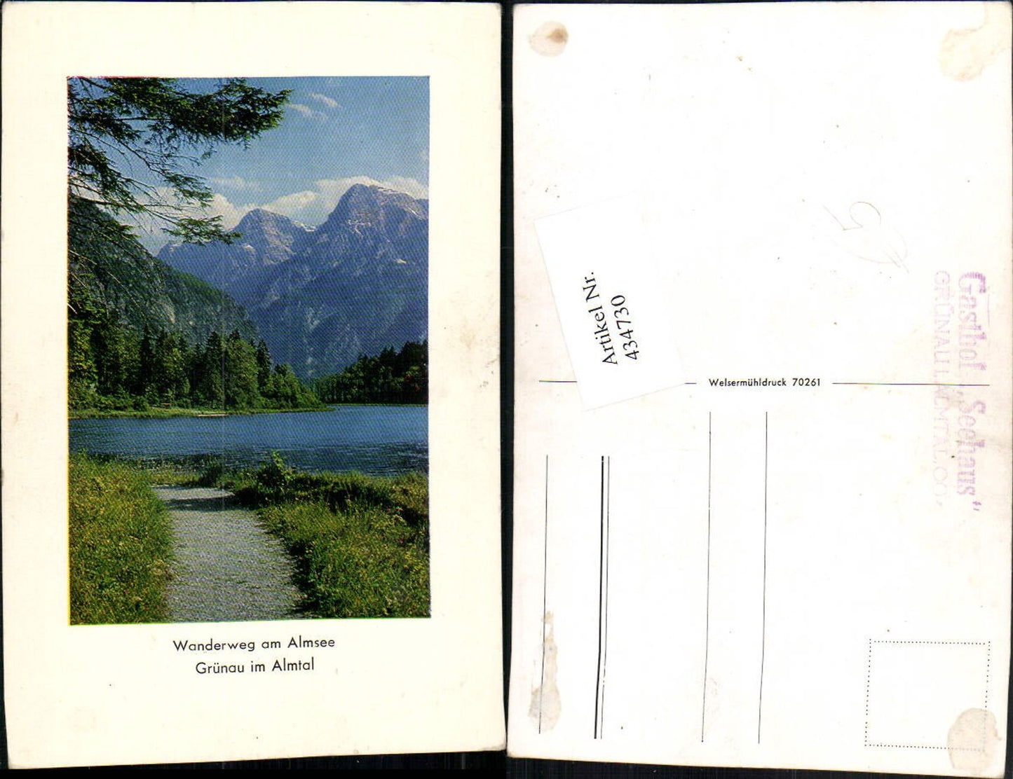 434730,Grünau im Almtal Wanderweg am Almsee See Bergkulisse