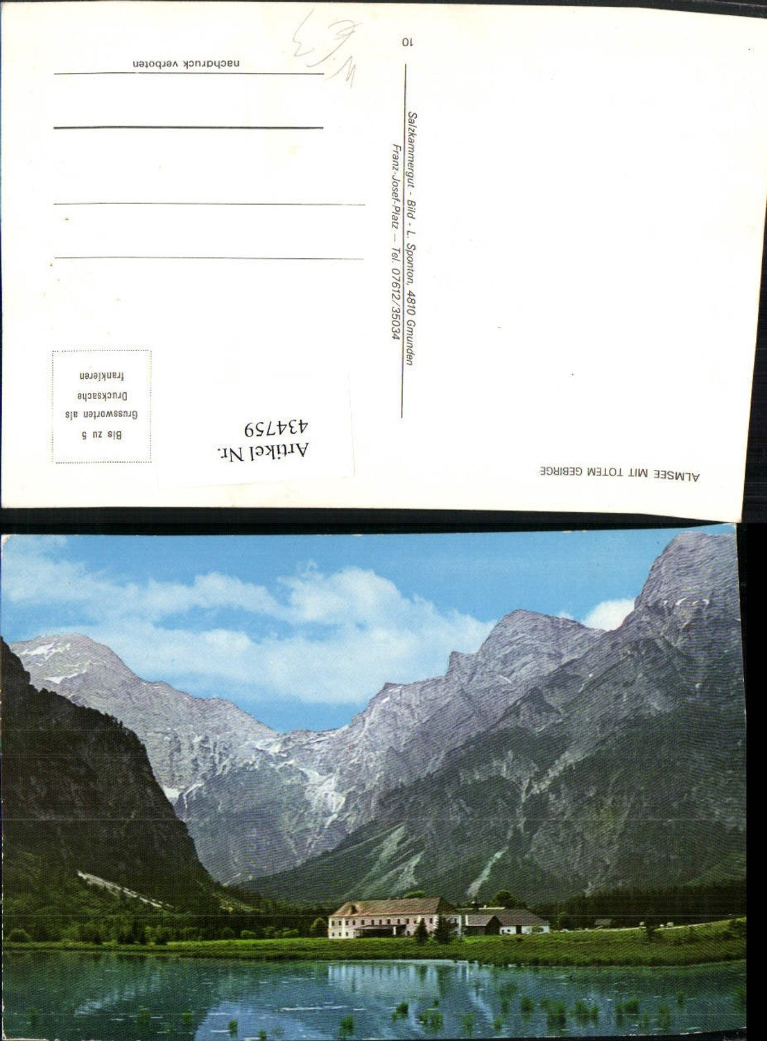 434759,Almsee See b. Grünau m. Totem Gebirge Bergkulisse