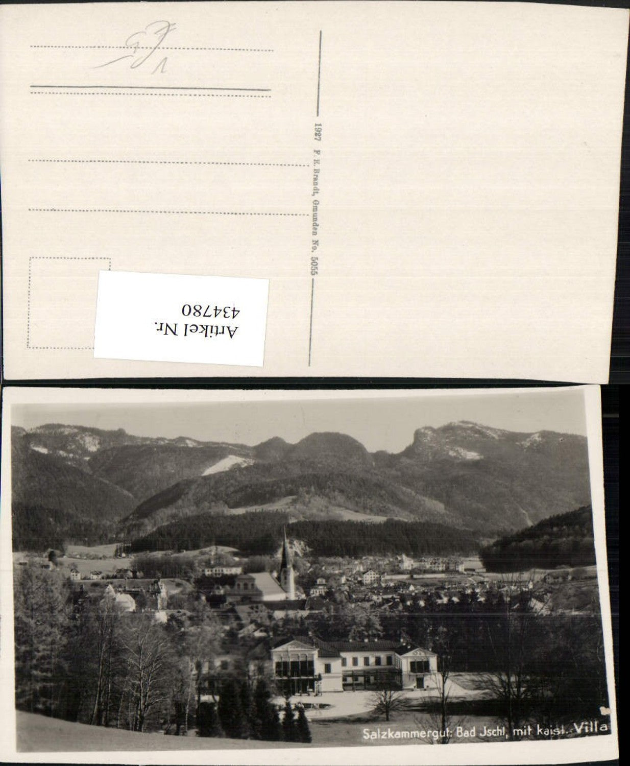 434780,Bad Ischl Totale m. Kaiservilla Bergkulisse pub F. E. Brandt 5055