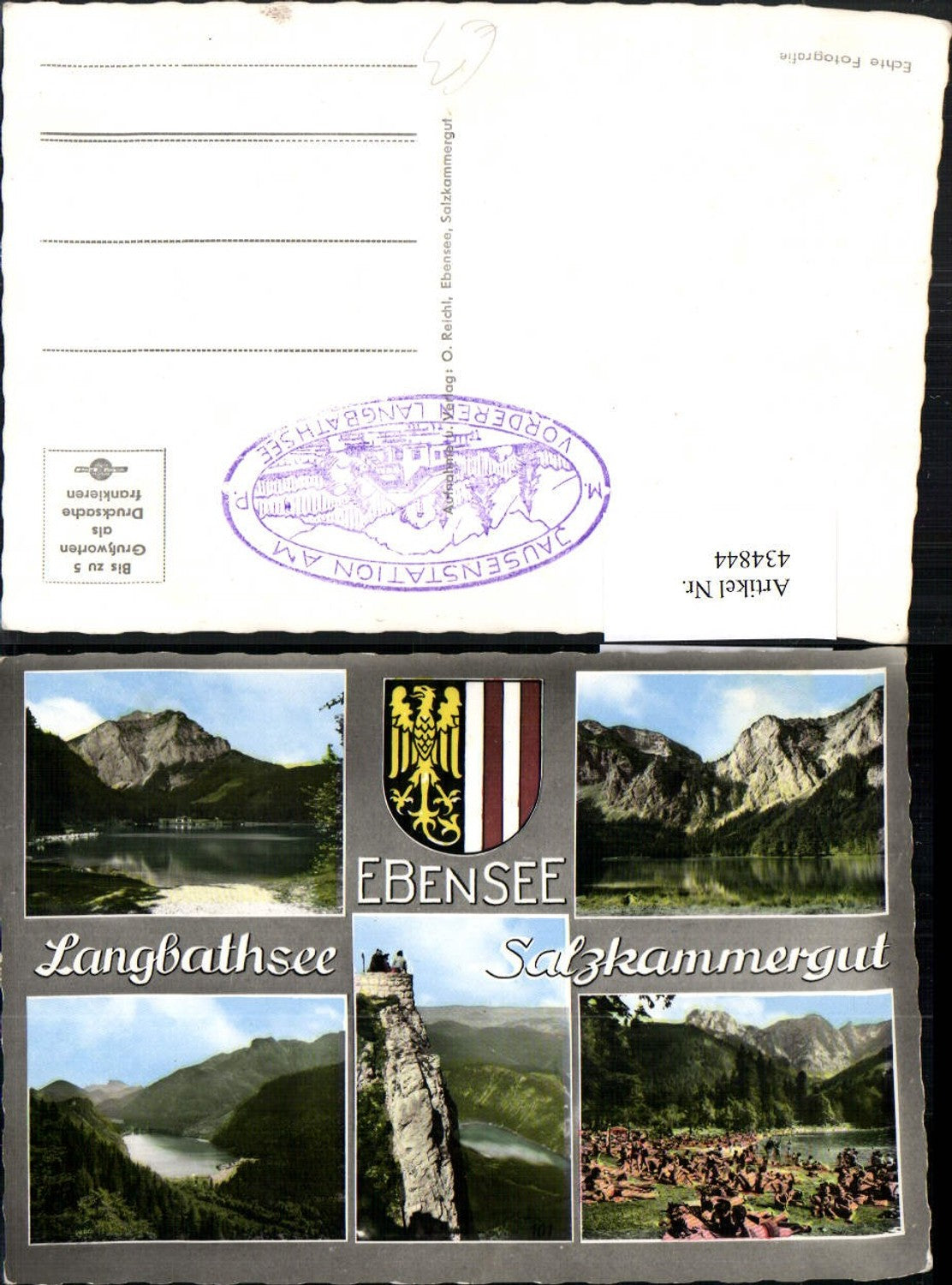 434844,Ebensee Langbathsee See Strandbad Mehrbildkarte
