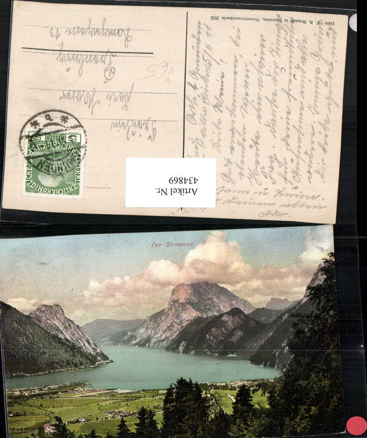 434869,Traunsee See b. Gmunden Bergkulisse pub F. E. Brandt 203