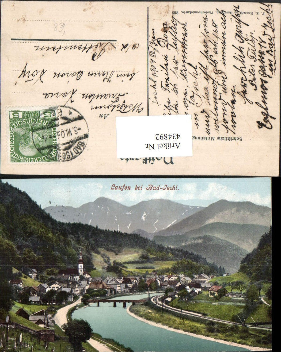 434892,Lauffen Laufen b. Bad Ischl Totale Bergkulisse pub F. E. Brandt 207