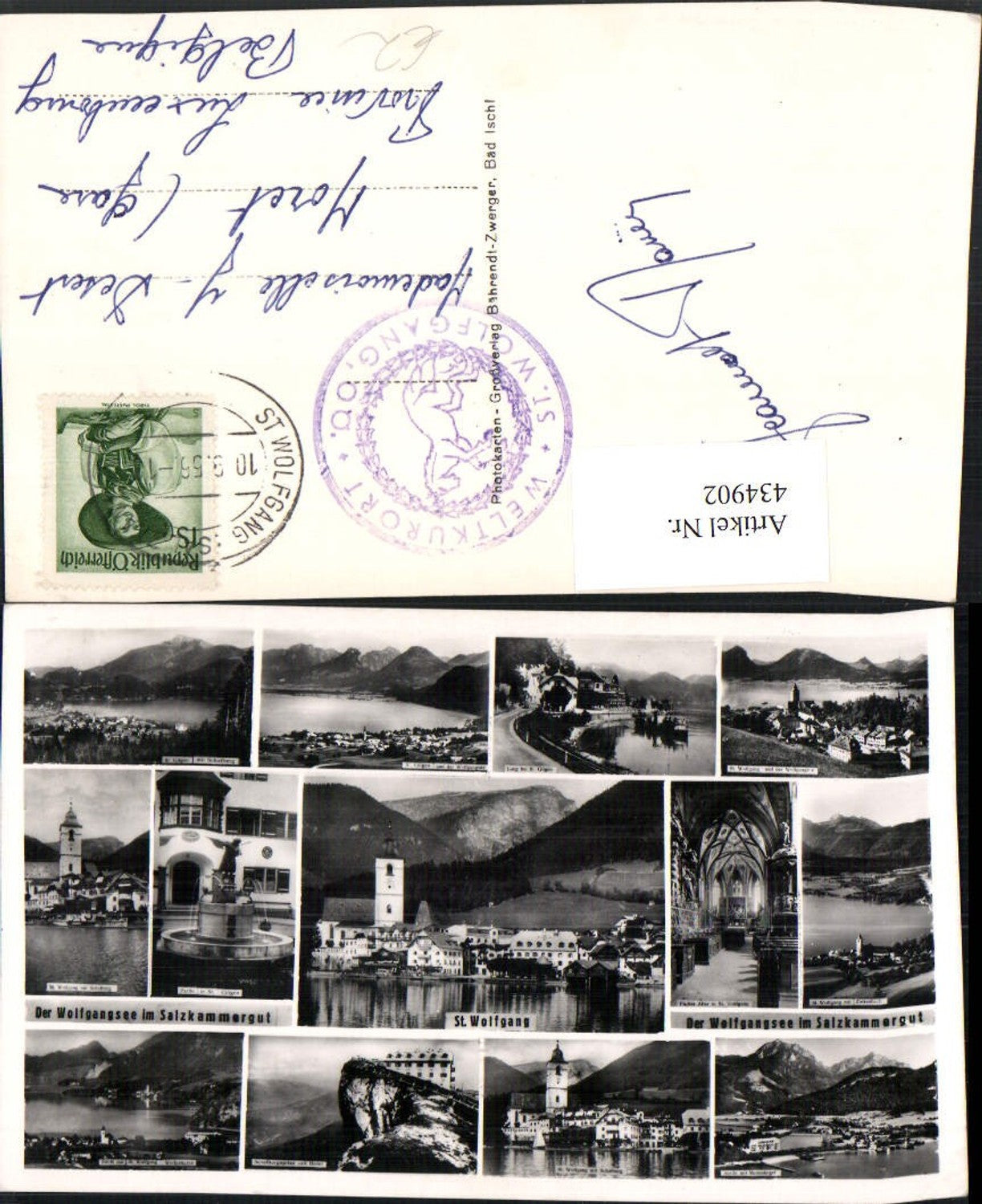 434902,St. Wolfgang Totale Kirche Brunnen Schafberg Mehrbildkarte