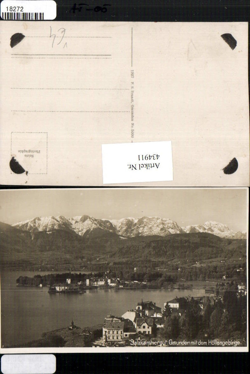 434911,Gmunden Teilansicht m. Höllengebirge Bergkulisse pub F. E. Brandt 5000
