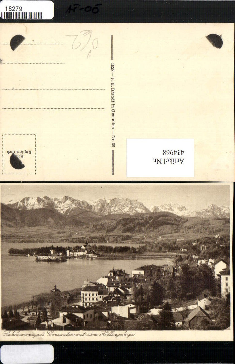 434968,Gmunden Teilansicht m. Höllengebirge Bergkulisse pub F. E. Brandt 06