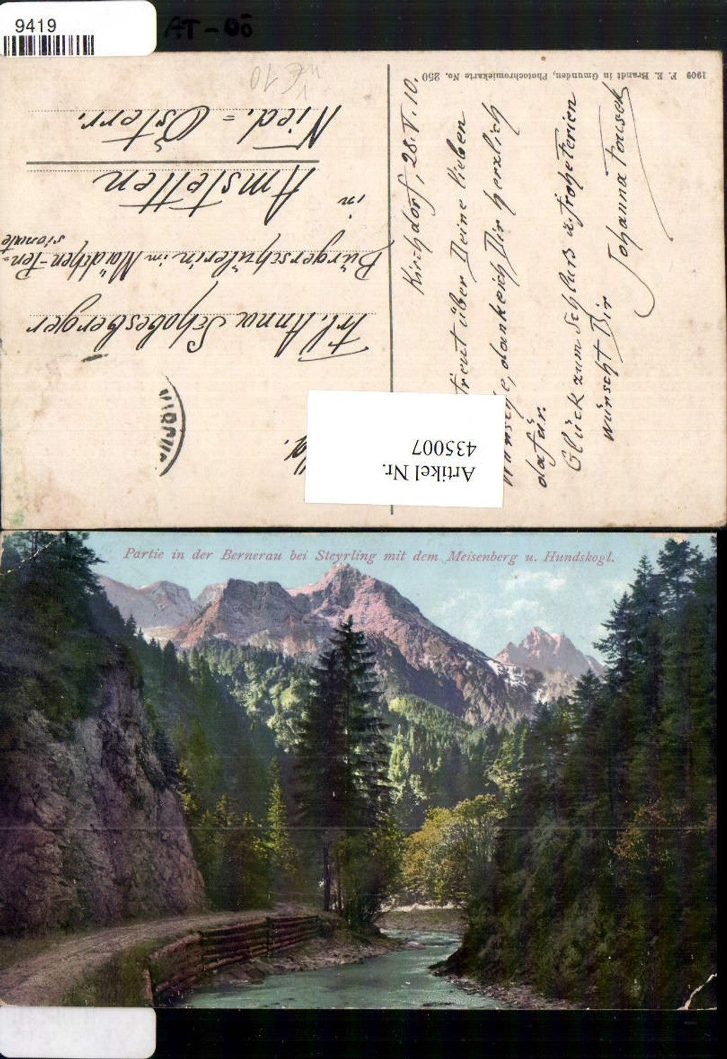 435007,Partie in d. Bernerau b.Steyrling m. Meisenberg Bergkulisse pub F. E. Brandt 250