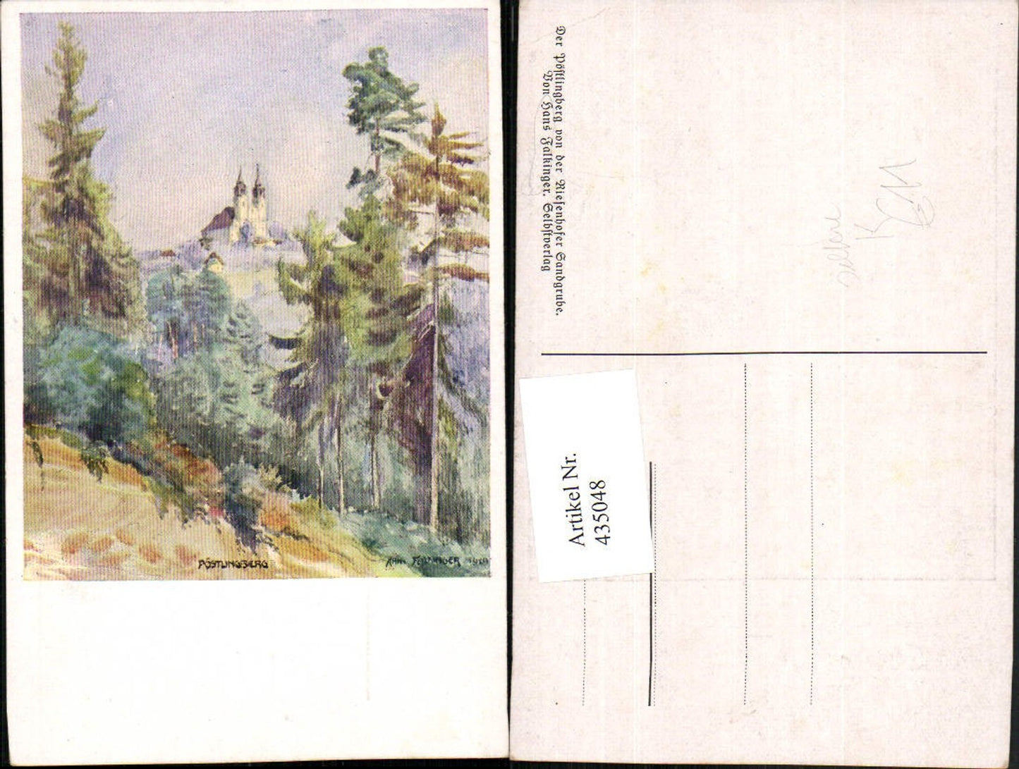 435048,Seltene Künstler AK Hans Falkinger Linz an d. Donau Pöstlingberg