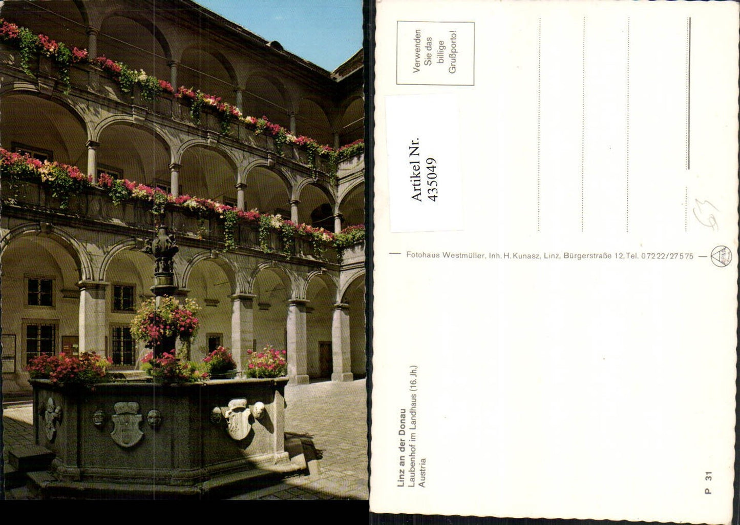 435049,Linz an d. Donau Landhaus Laubenhof Arkaden Brunnen