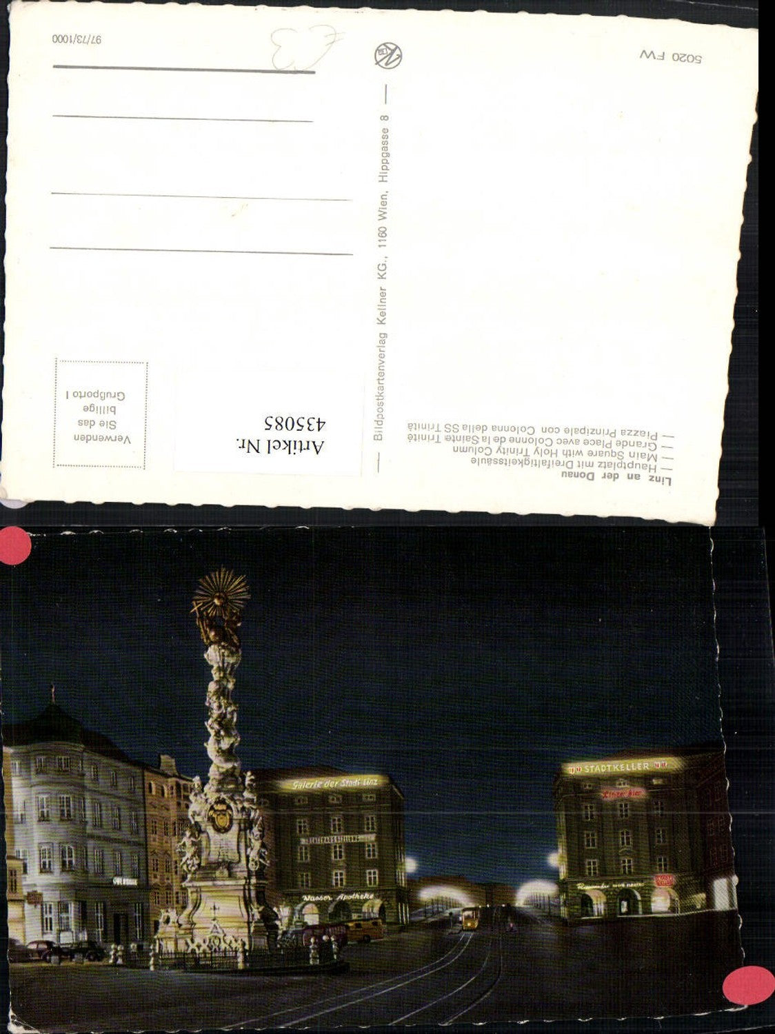 435085,Linz an d. Donau Hauptplatz m. Dreifaltigkeitssäule Straßenansicht