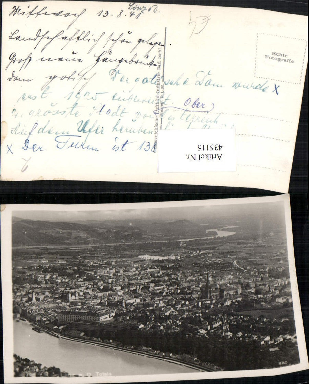 435115,Linz an d. Donau Totale Fliegeraufnahme