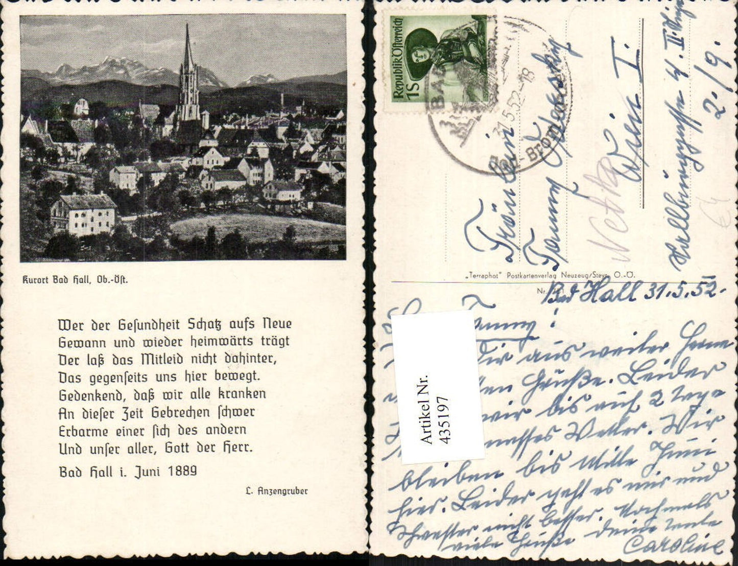 435197,Bad Hall Totale Bergkulisse Gedicht Text v. Anzengruber