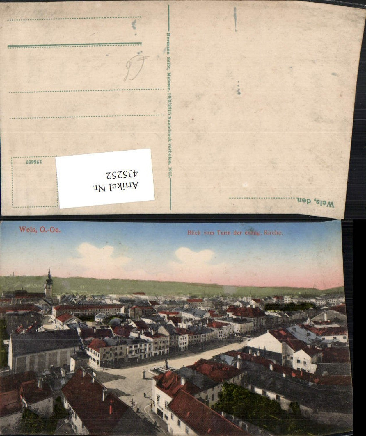 435252,Wels Teilansicht vom Turm der evangelischen Kirche