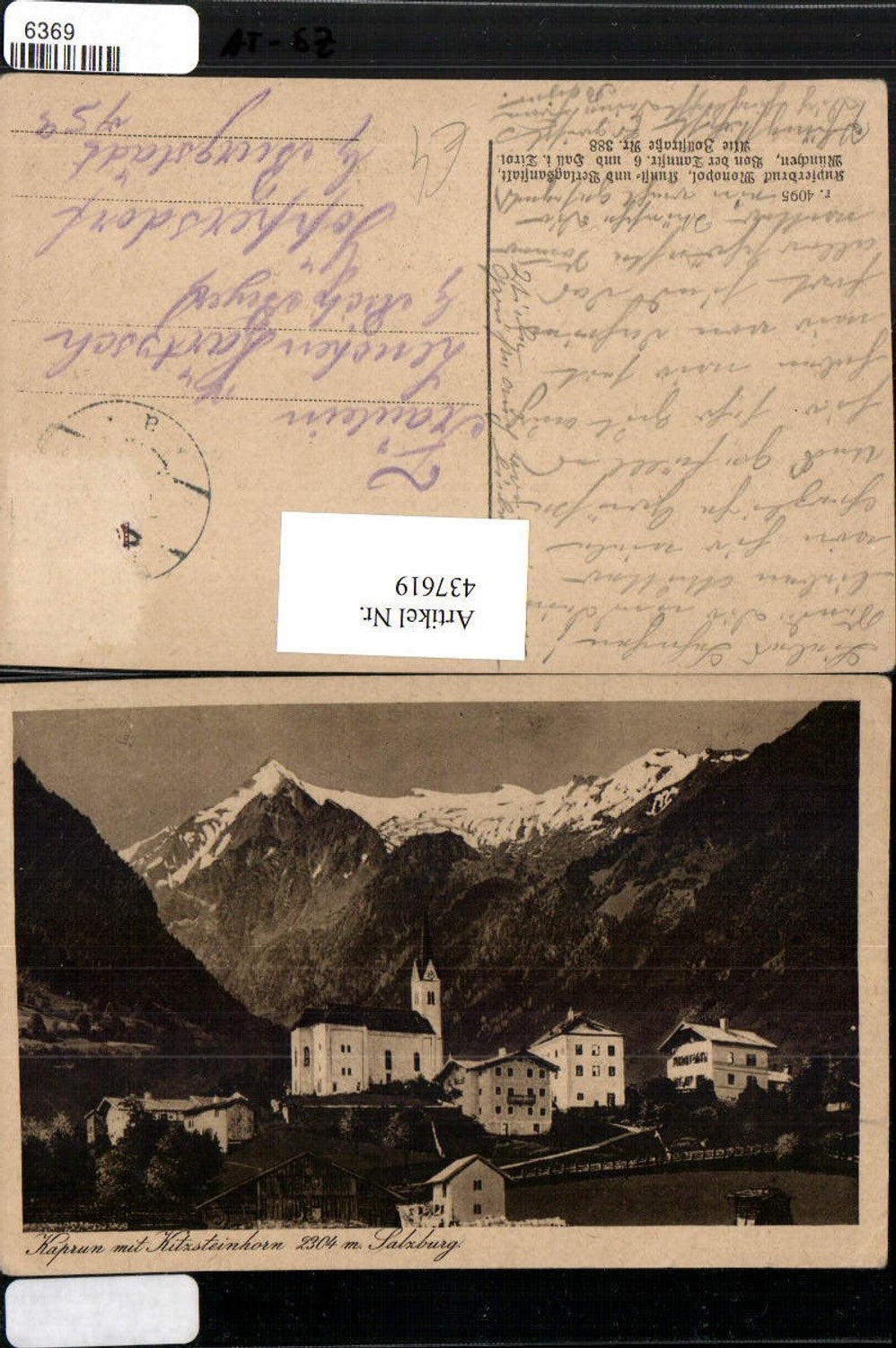 437619,Kaprun Totale Kirche m. Kitzsteinhorn Bergkulisse