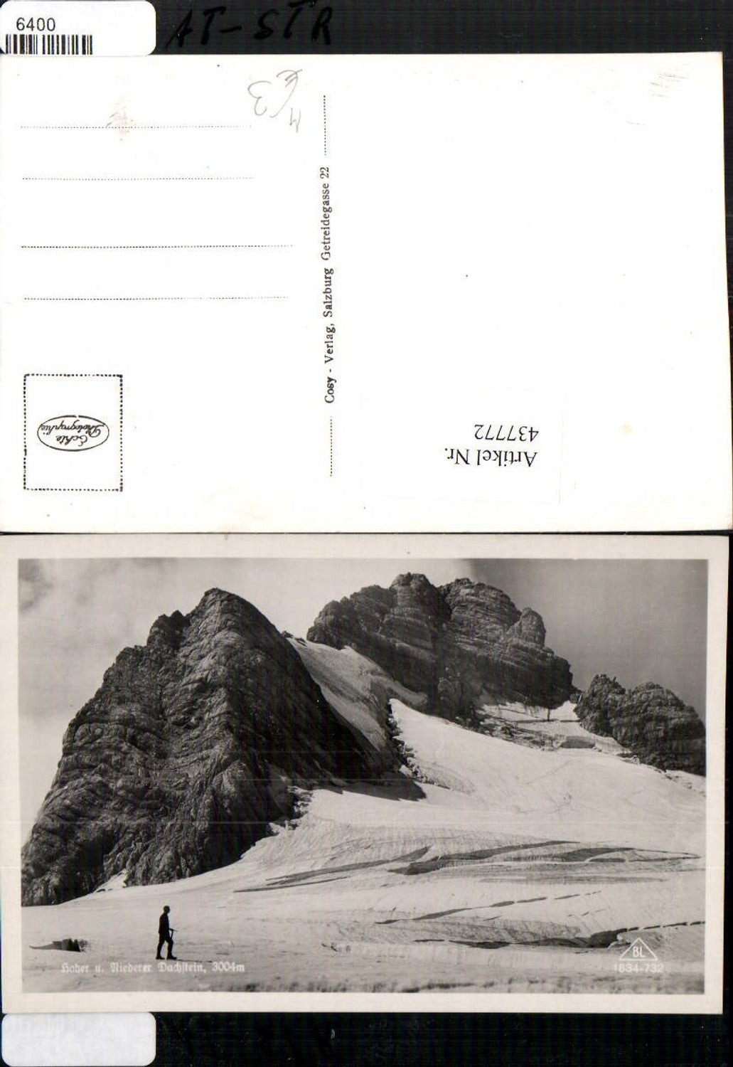 437772,Hoher u. Niederer Dachstein b. Hallstatt Bergsteiger Bergkulisse