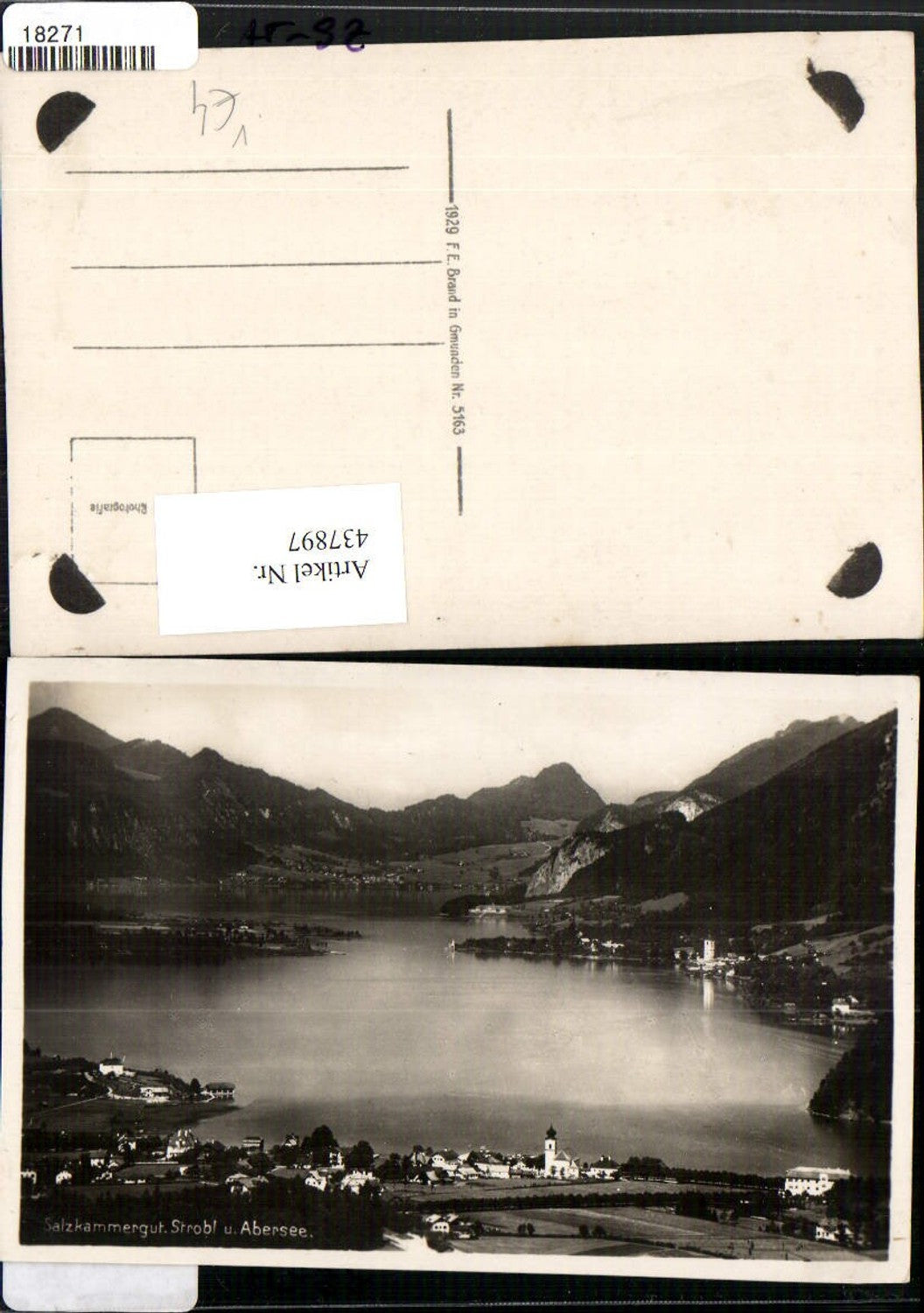 437897, St. Gilgen Strobl am Abersee Wolfgangsee Total mountain scenery pub FE Brandt 5163