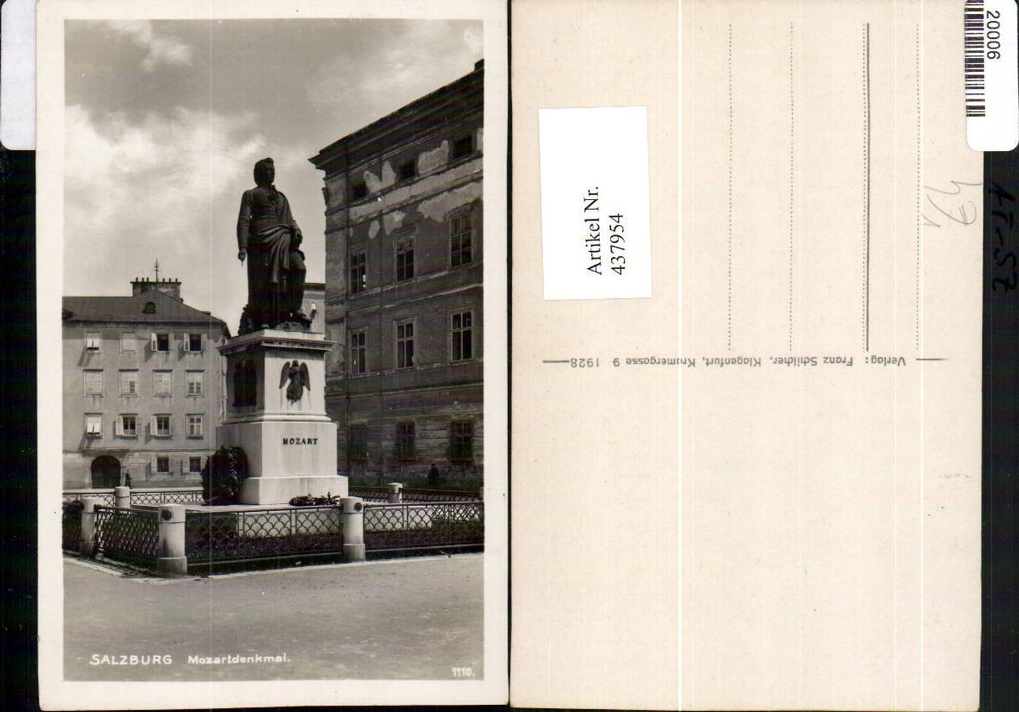 437954,Salzburg Mozart-Denkmal Statue pub Franz Schilcher