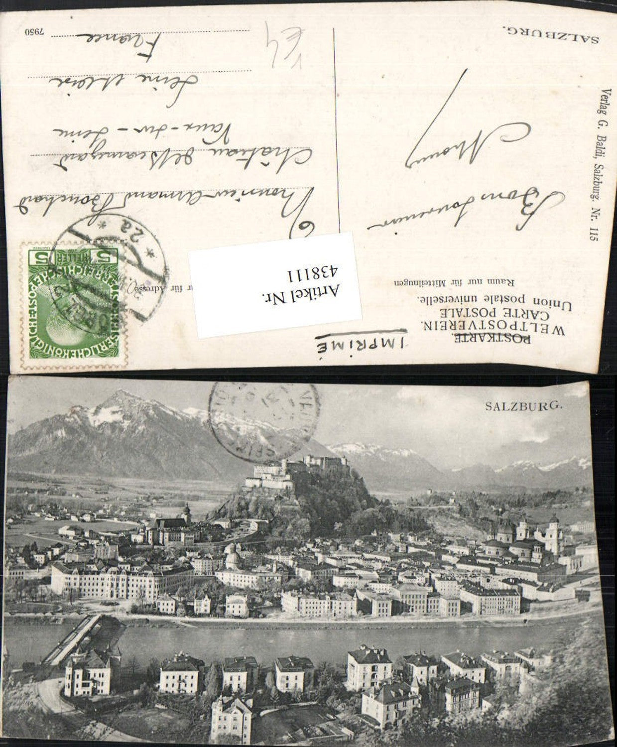 438111,Salzburg Totale m. Festung Bergkulisse pub G. Baldi 115