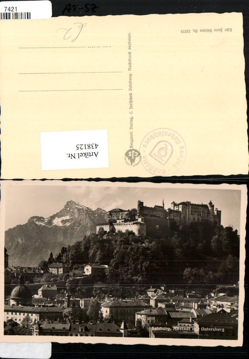 438125,Salzburg Teilansicht m. Festung geg. Untersberg Bergkulisse
