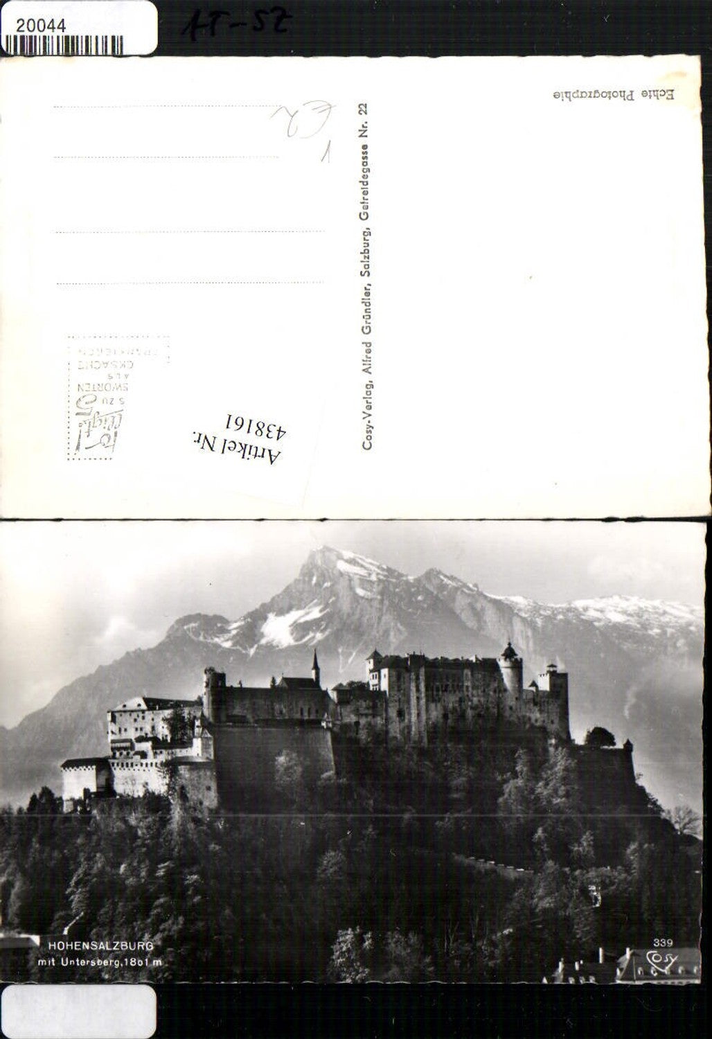 438161,Salzburg Festung Hohensalzburg m. Untersberg Bergkulisse pub Cosy 339