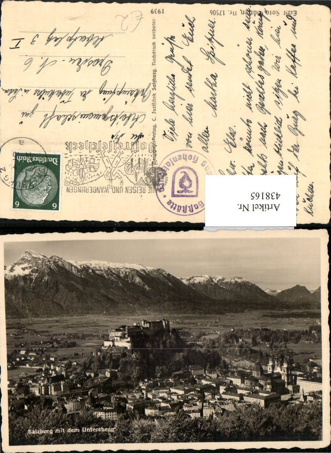438165,Salzburg Totale m. Festung geg. Untersberg Bergkulisse