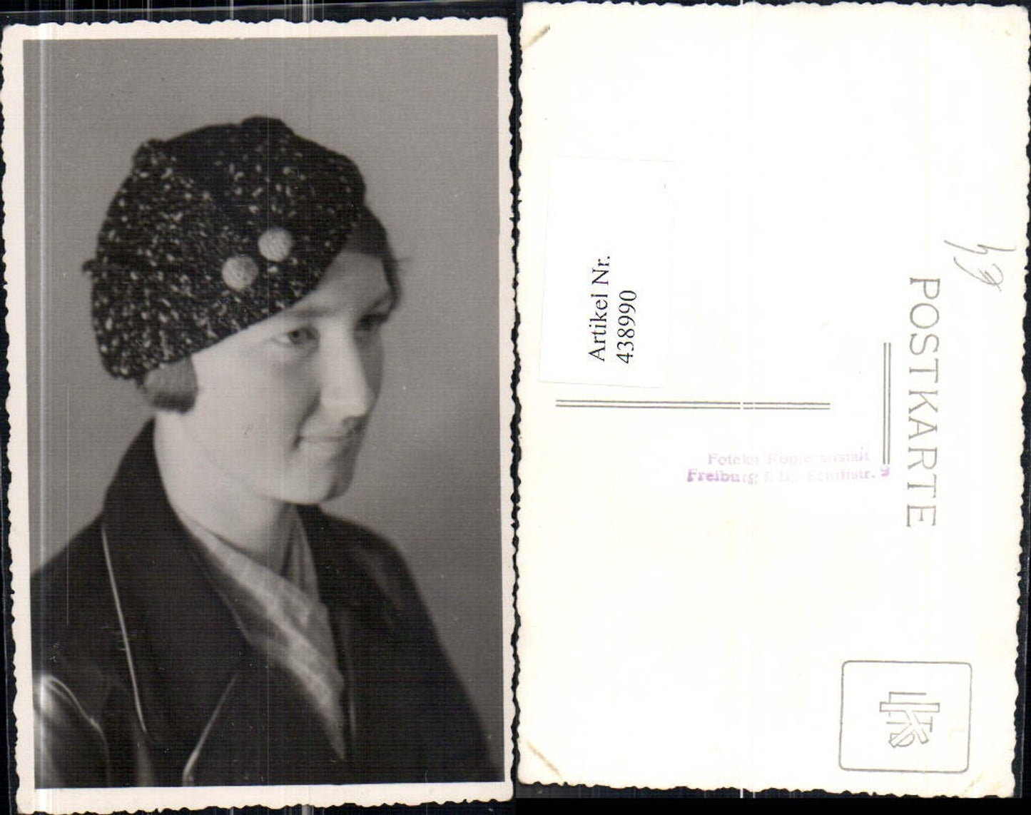 438990,Foto Ak Frau Hut Haub Portrait