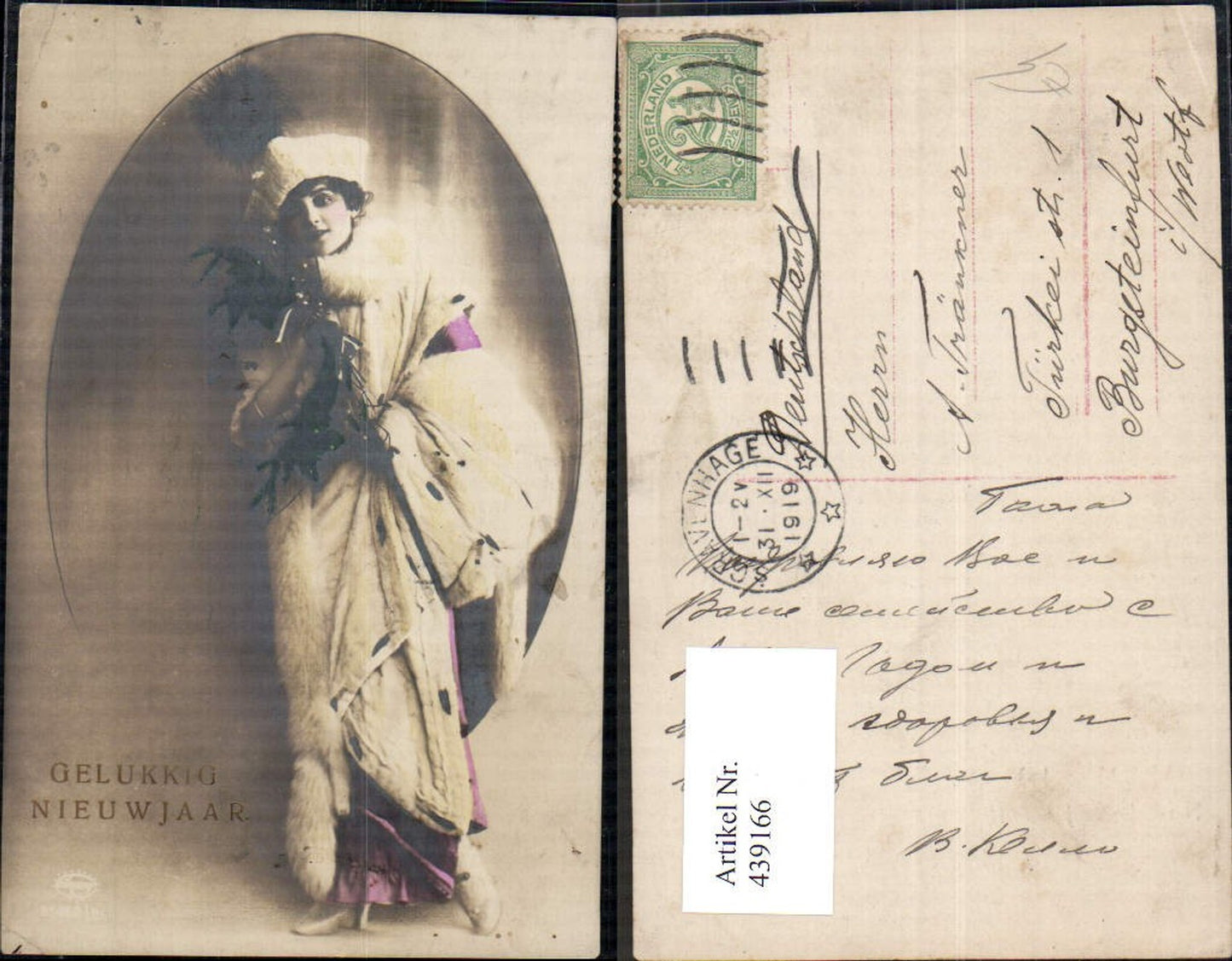 439166,Foto Ak Frau Haube Hut Mantel Hermelinmantel Pelzmode Pelz