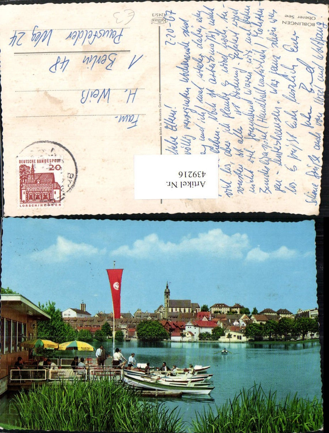 439216,Böblingen Teilansicht Oberer See Boote