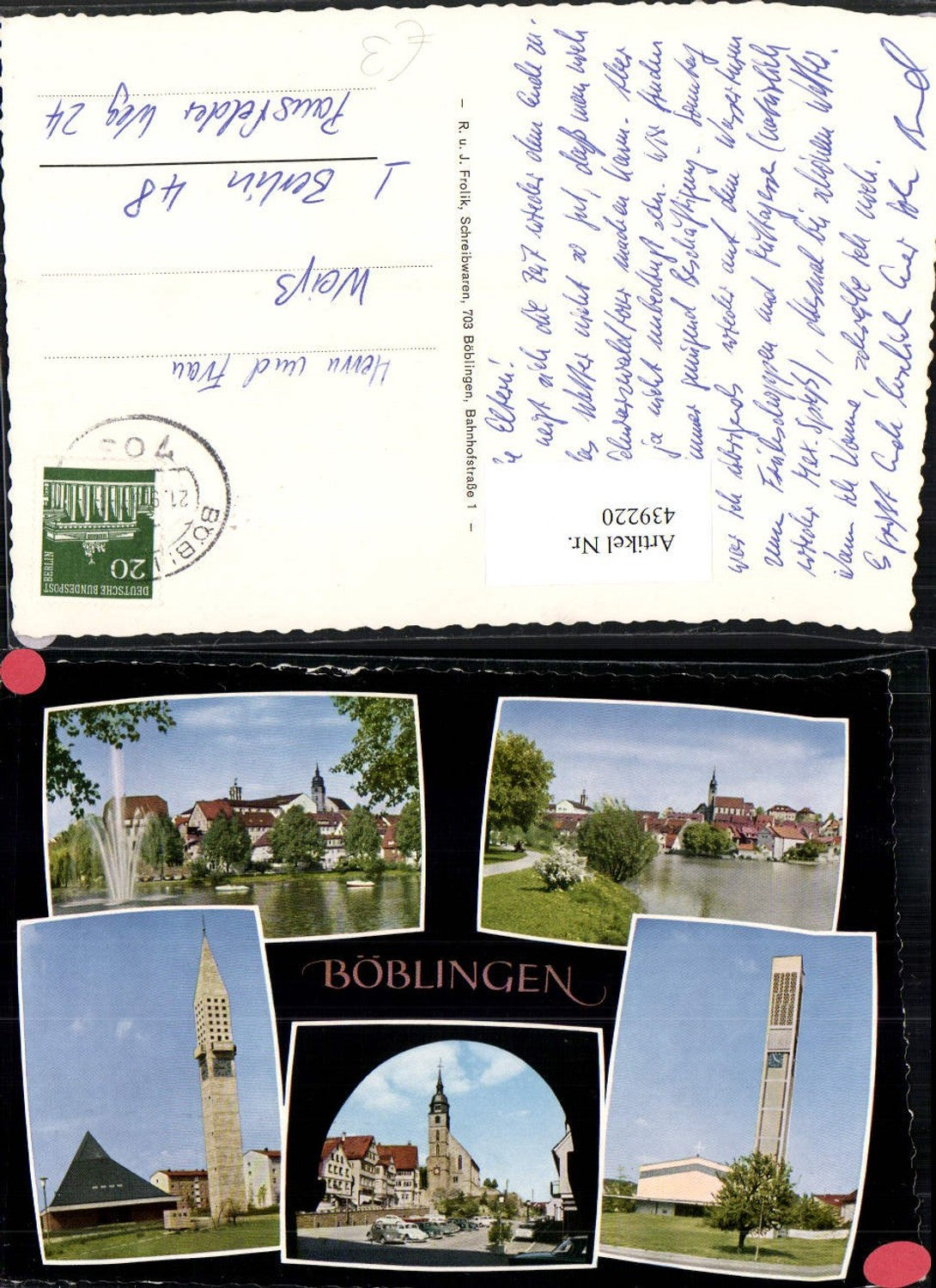 439220,Böblingen Teilansicht Kirche Türme Mehrbildkarte
