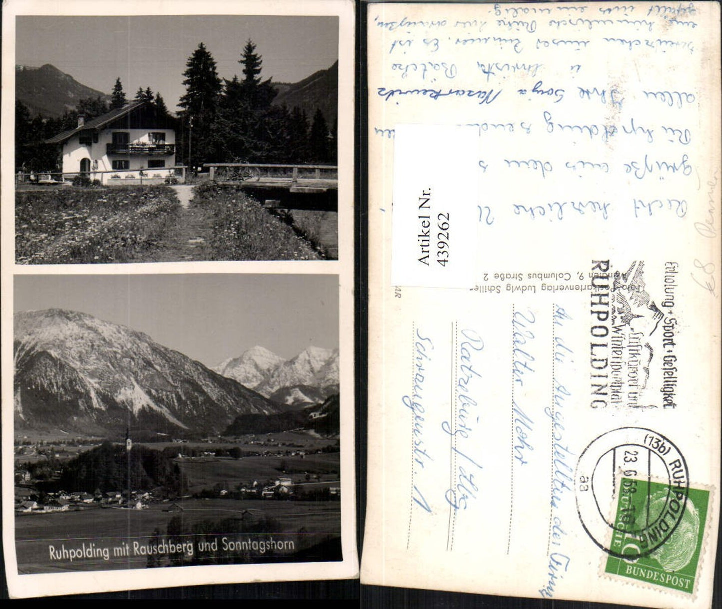 439262,Ruhpolding Totale m. Rauschberg Bergkulisse Pension Haus Mehrbildkarte