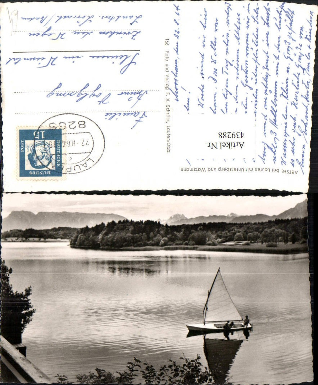 439288,Abtsee b. Laufen m. Untersberg u. Watzmann Segelboot