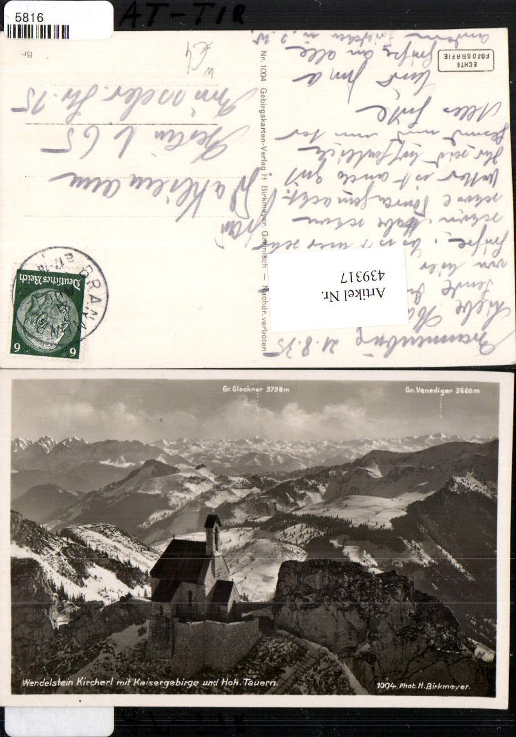 439317,Wendelstein Kircherl Kapelle b. Bayrischzell m. Kaisergebirge Bergkulisse