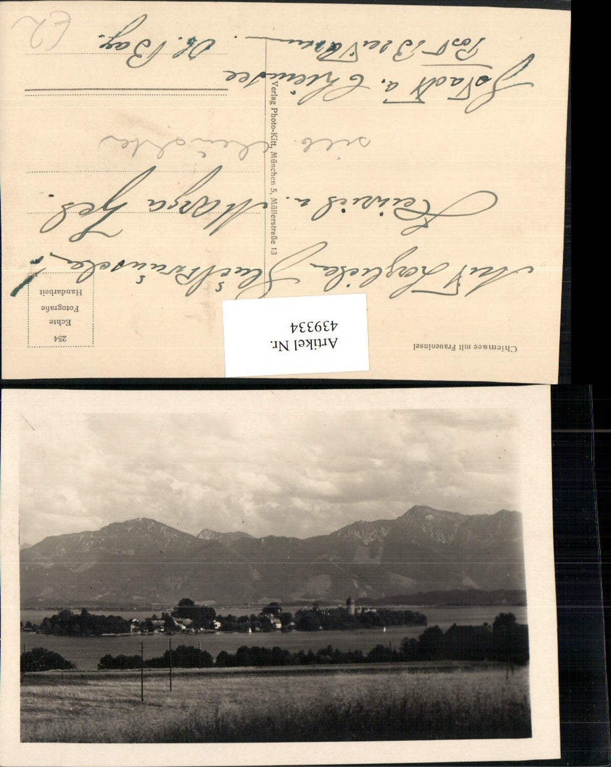 439334,Chiemsee m. Fraueninsel Totale Bergkulisse