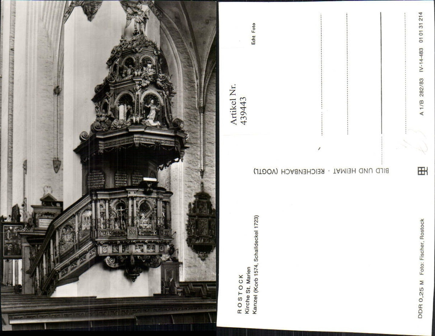 439443,Rostock Kirche St. Marien Innenansicht Kanzel pub VEB