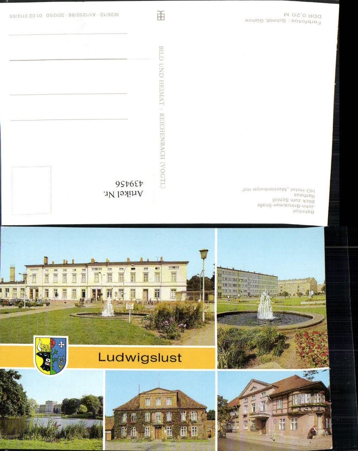 439456,Ludwigslust Bahnhof Rathaus Schloss Mehrbildkarte pub VEB